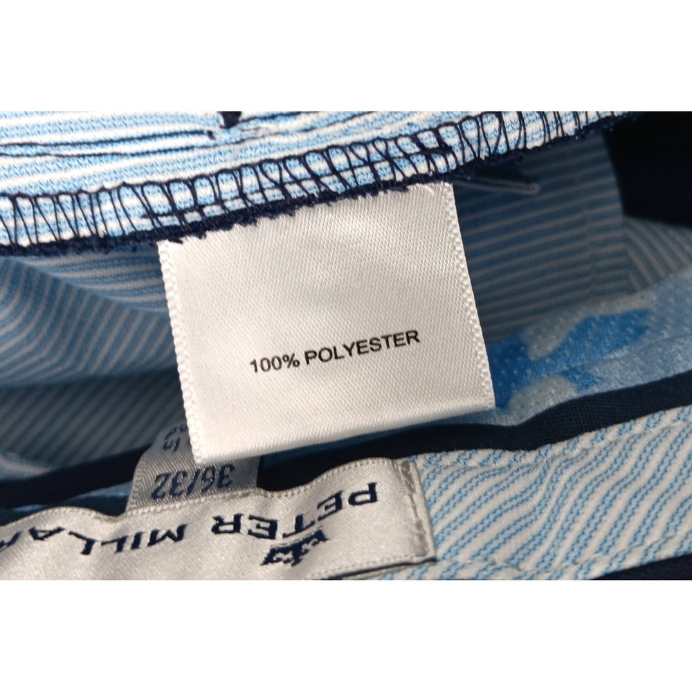 Peter Millar Pants Mens 36x31 (Tag 36x32) Blue Flat Front Polyester Golf EB78 - Picture 8 of 15